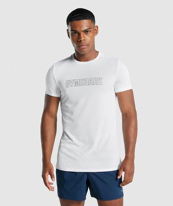 T Shirts Męskie Gymshark Arrival Grafiką Białe | PL 3911NWY